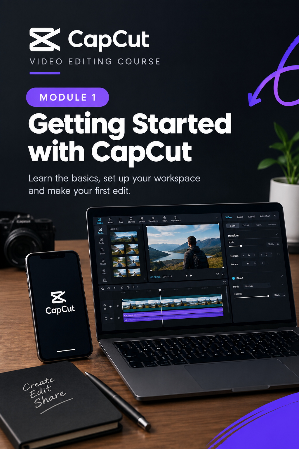 Cover of Capcut premium course - professional video editing course